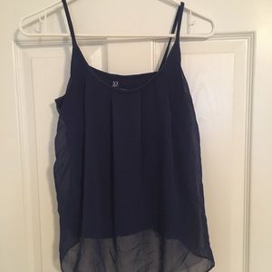NY&C Navy tank top with lace overlay on front